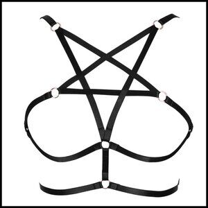 Gothic Style Body Harness Strappy Bralette Halter Punk Cupless Bra One Size
